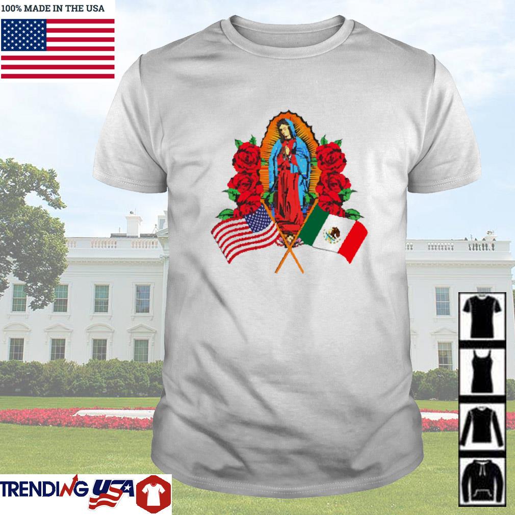 Official Guadalupe with Mexican and US flag shirt