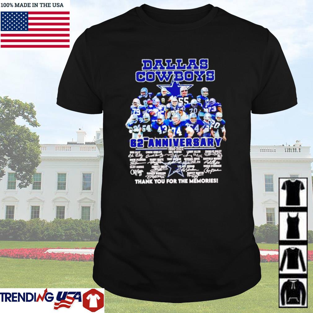 Premium Dallas Cowboys 62nd anniversary 1960 2022 thank you for the memories signatures shirt