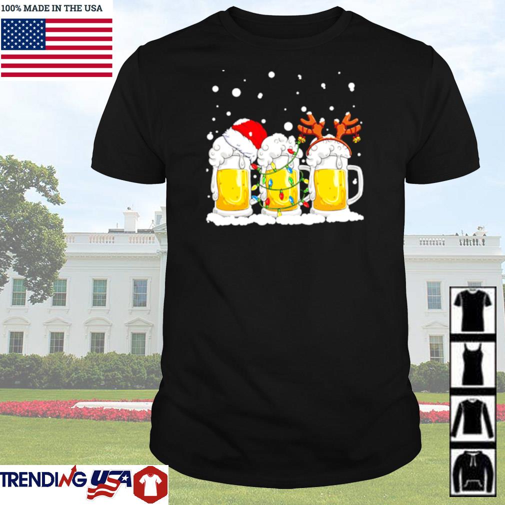 Best Beer santa reinbeer lights Christmas shirt