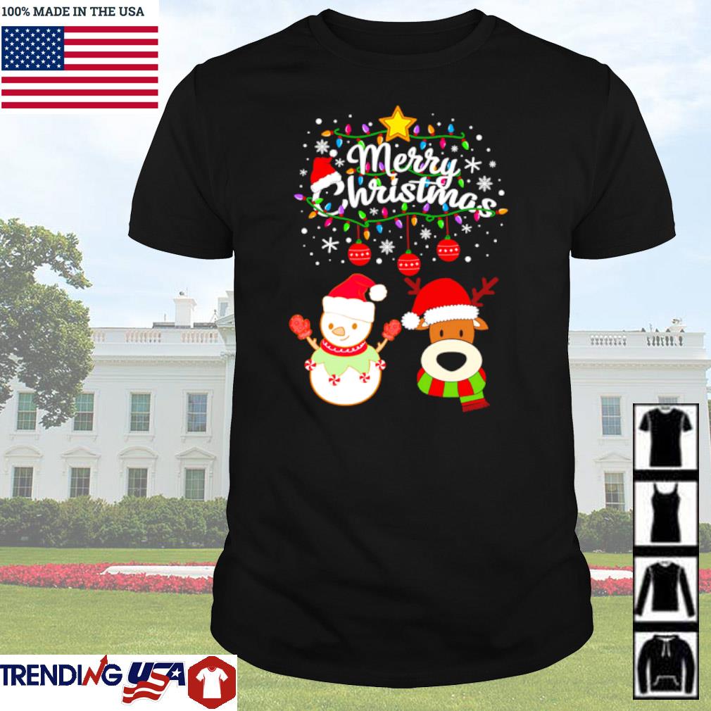 Funny Snowman and dog merry Christmas shirt