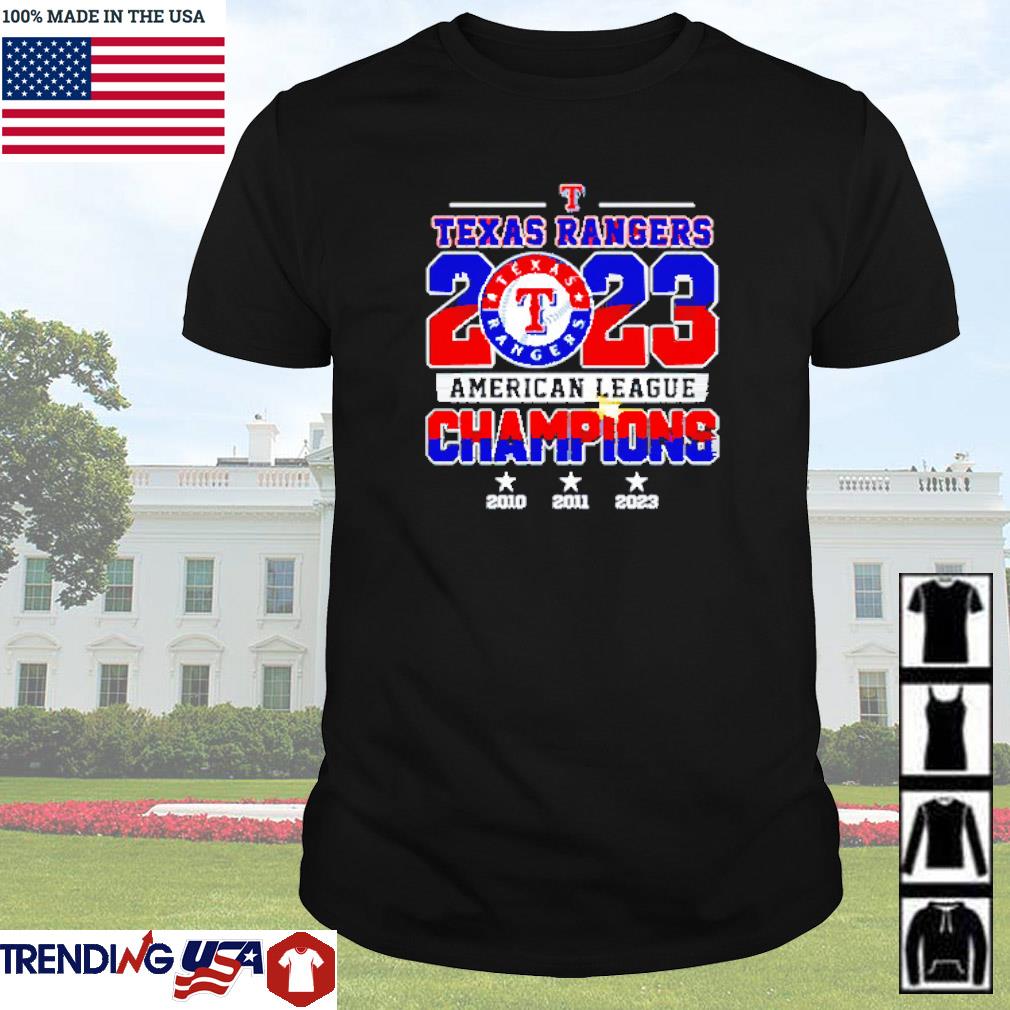 Funny Texas Rangers 2023 American League champions 2010 2011 2023 shirt