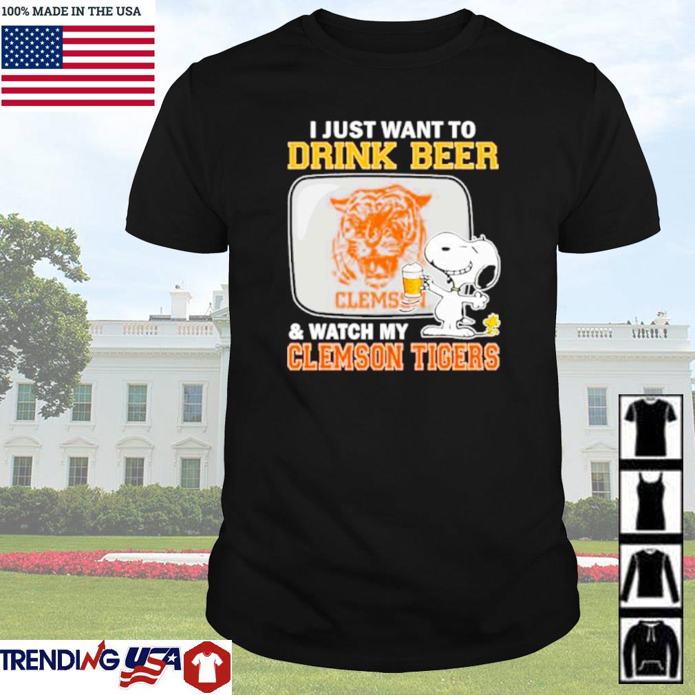 Best Snoopy I just want to drink beer and watch Clemson Tigers shirt