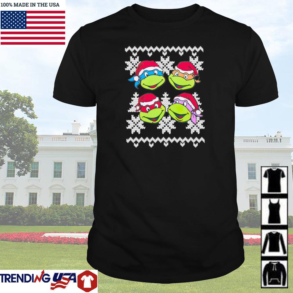 Funny Ninja turtle faces faux ugly Christmas shirt