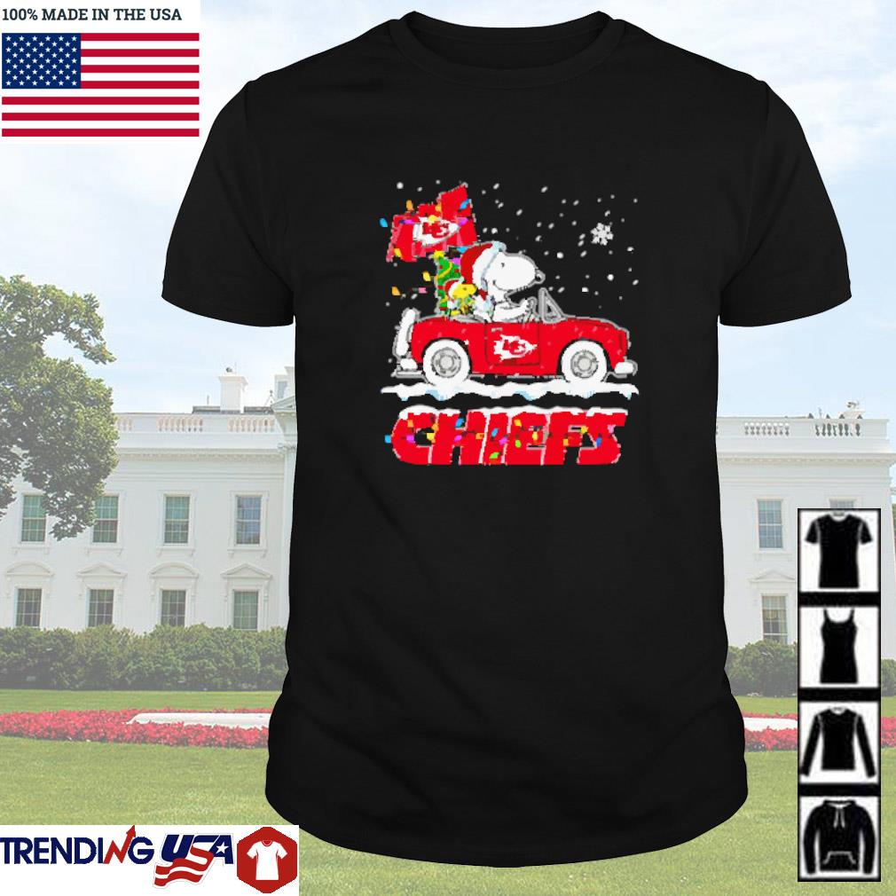 Nice Snoopy and Woodstock driving car Kansas City Chiefs Christmas shirt