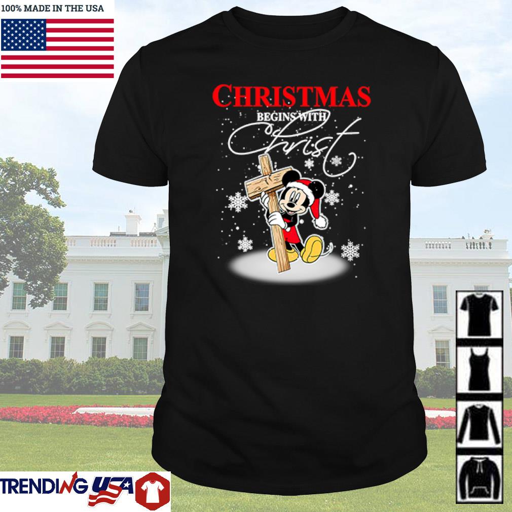 Top Mickey Mouse Christmas begins with Christ shirt
