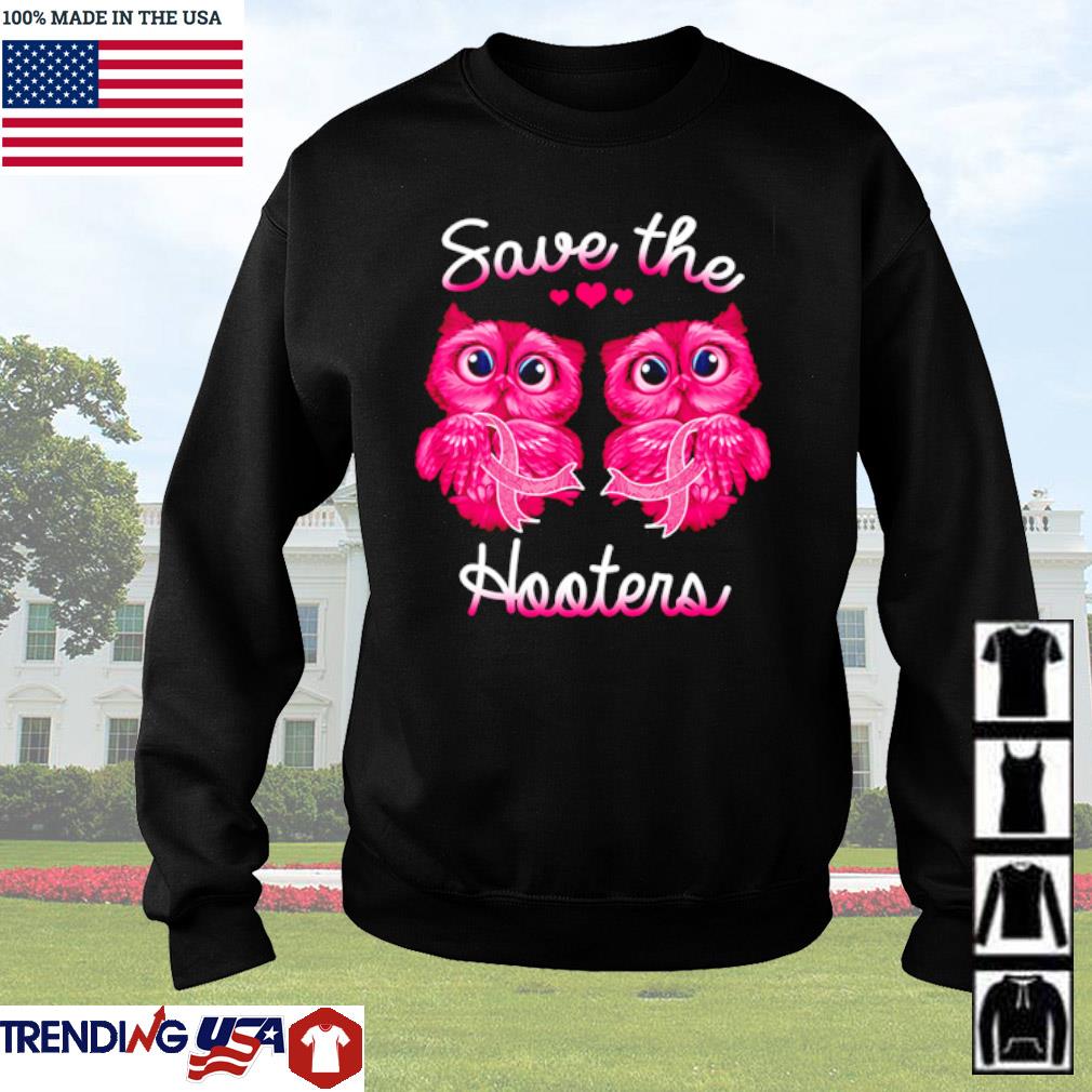 Save The Hooters Owls Breast Cancer Pink Inspirational Juniors V-neck T-shirt